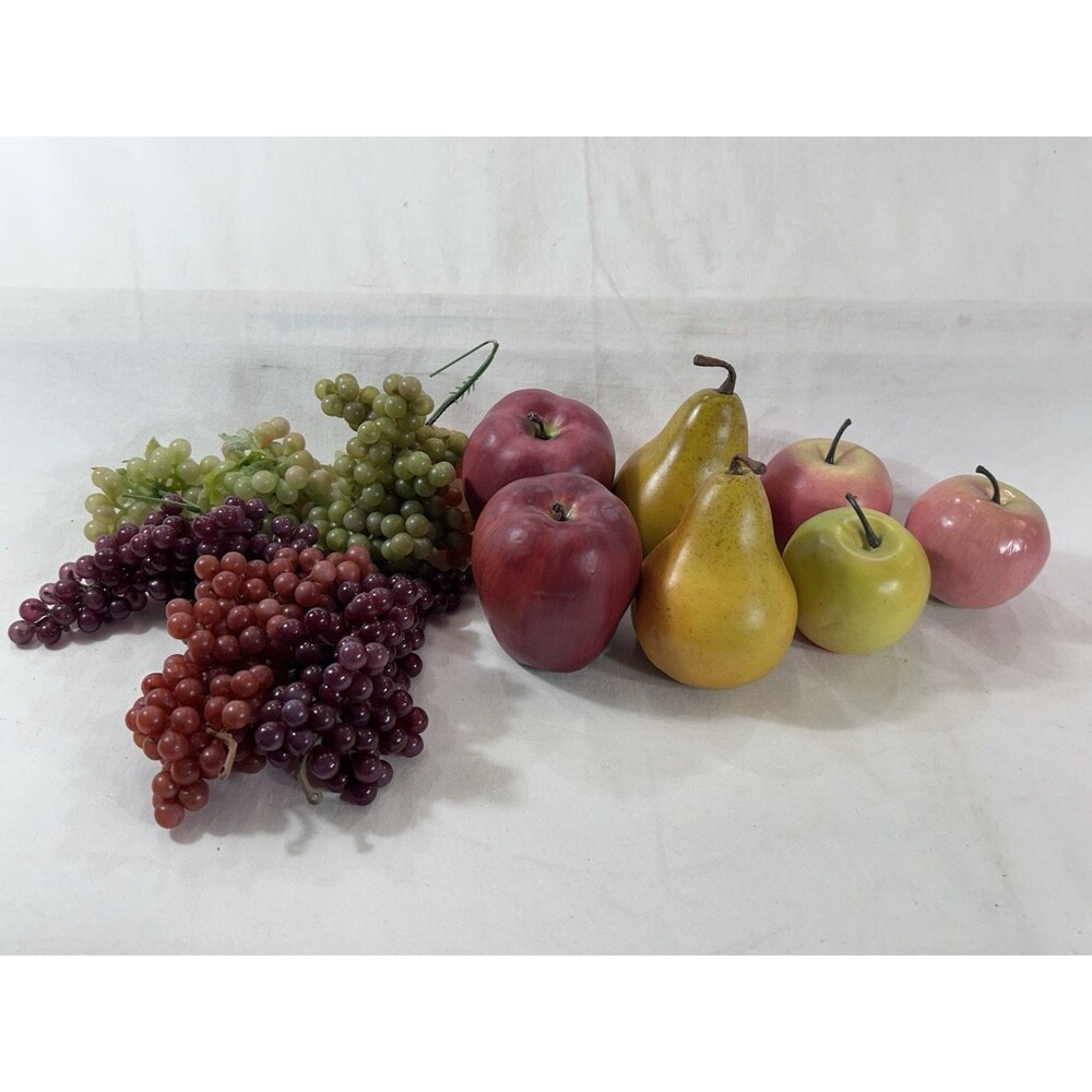 Artificial Fruit Lot Assorted Pears Apples Grapes Realistic Lifelike Decor